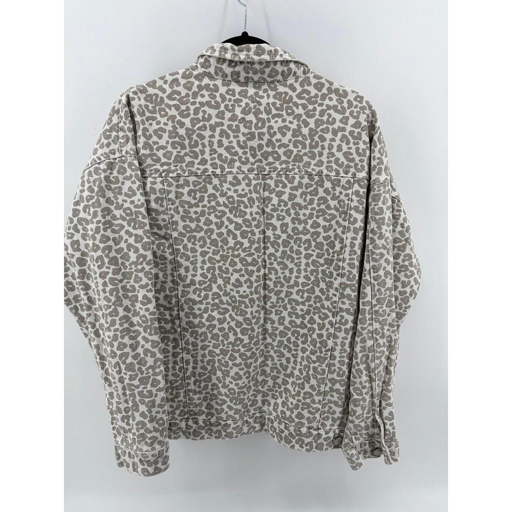 Mud Pie Leopard Print Boyfriend Jacket, White/Gray Animal Print, Women's Sz M - Picture 3 of 6